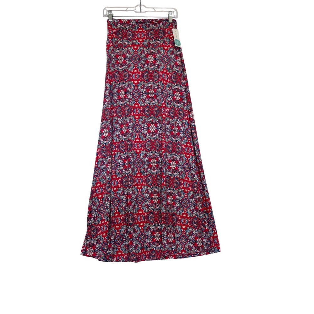 Gilli Womens Red Kaleidoscope Geometric Print Maxi Skirt Medium NWT S1016B